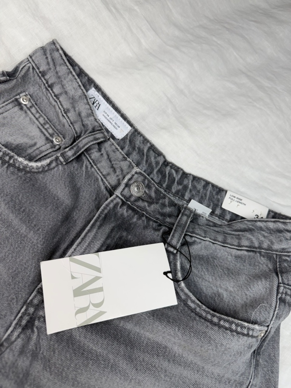 Zara Light Gray Low-Rise Jeans